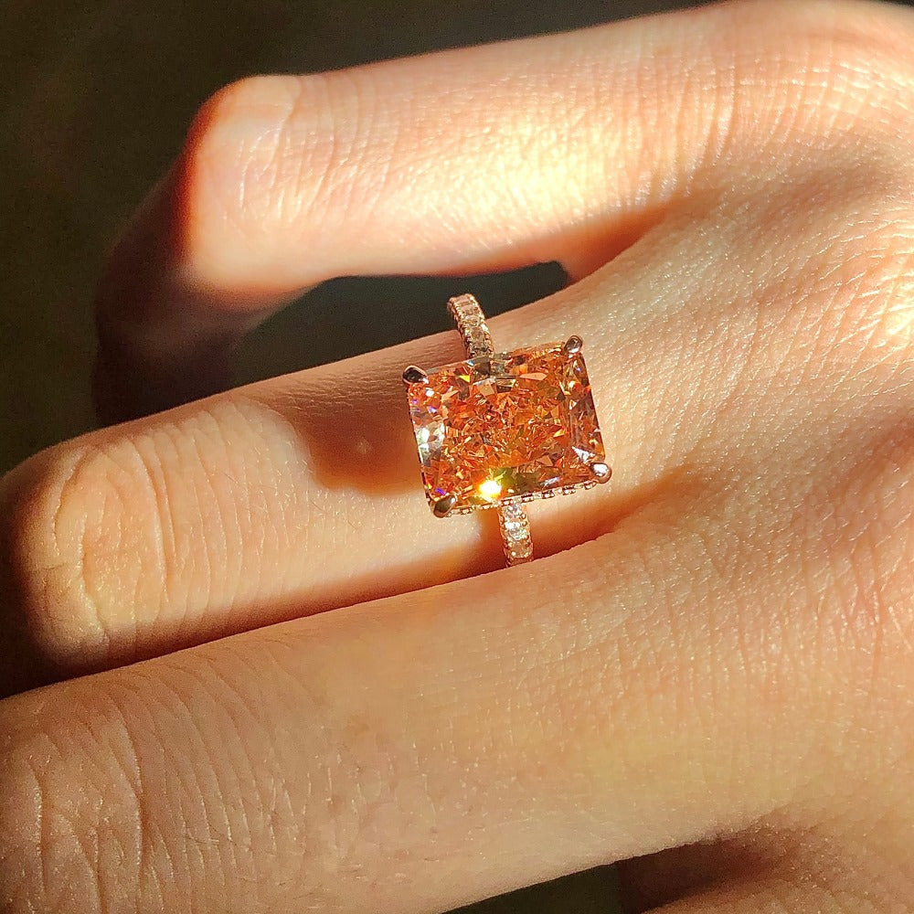 High Carbon Diamond Jewelry S925 Sterling Silver Heavy Craft Ring for Women 8A Zircon Square Ice Flower Cut Gemstone Ring
