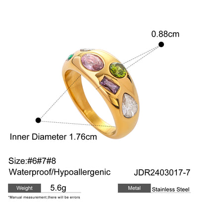 Stainless Steel Exaggerated Zircon Ring High-end Vintage Ring Titanium Steel Jewelry Rings