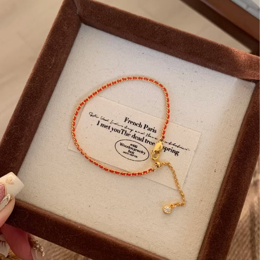 Pure Silver S925 Zodiac Year Essential Braided Red String Bracelet, Adjustable and Stretchable, Unique Design, High-end Versatile