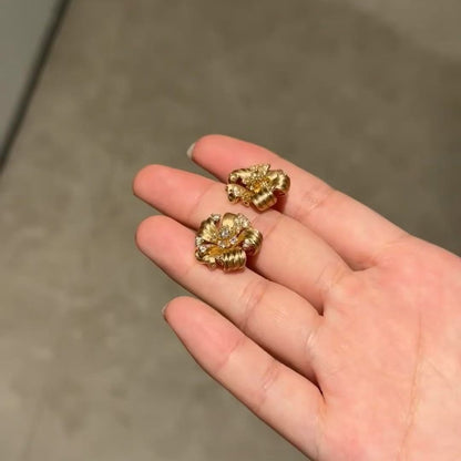 Sterling Silver S925 Brushed Craft High Carbon Diamond Small Flower Earrings Fashion Versatile High-end Exquisite Jewelry Light Luxury Niche