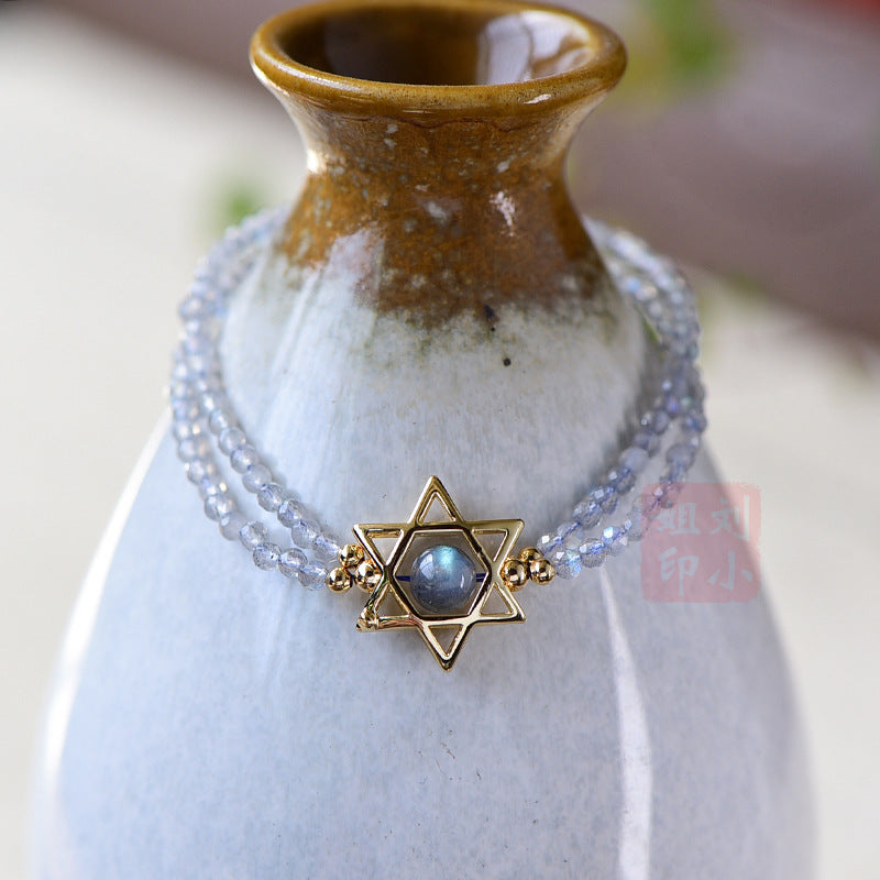 Niche Design Moonstone Bracelet 14K Gold Plated Moon Labradorite Bracelet Simple Adjustable Pull-out Style Women's Gift