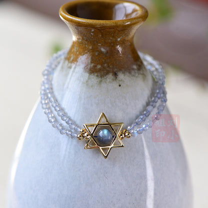 Niche Design Moonstone Bracelet 14K Gold Plated Moon Labradorite Bracelet Simple Adjustable Pull-out Style Women's Gift