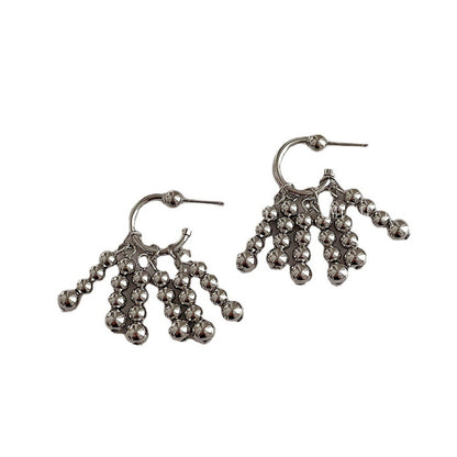 French Retro 18K Gold Jewelry Bead Curtain Waterfall Bead Earrings 925 Silver Needle Personality Trendy Earrings