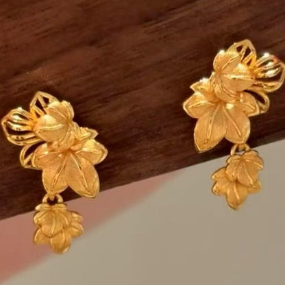 Pure Silver S925 Italian Brushed Craft Sycamore Leaf Earrings Palace Style Light Luxury High-end Exquisite Niche Earrings