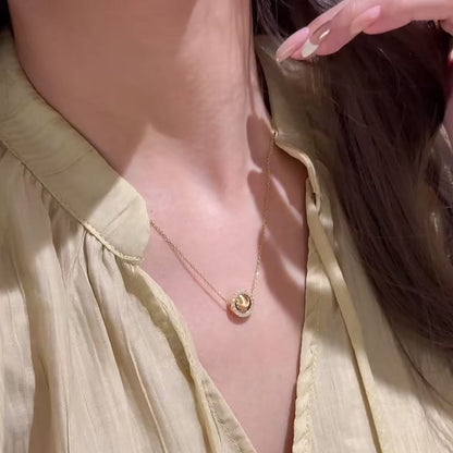 Sterling Silver S925 Real Gold Plated Laser Cat's Eye Bead Fortune Bead Multi-Way Necklace Light Luxury High-End Exquisite Niche