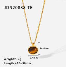 Stainless Steel Tiger Eye Stone Pendant Necklace High-End Niche Collarbone Chain Titanium Steel Neck Chain Jewelry