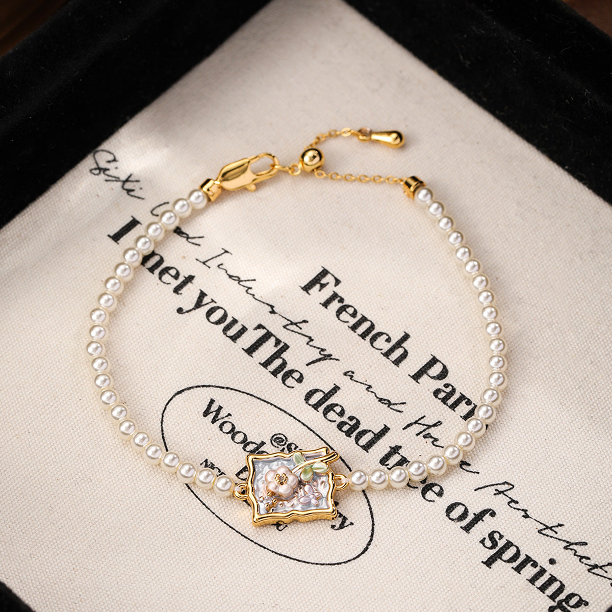 NALA Oil Painting Glass Pearl Bracelet Niche Light Luxury Non-Fading Versatile Creative Jewelry