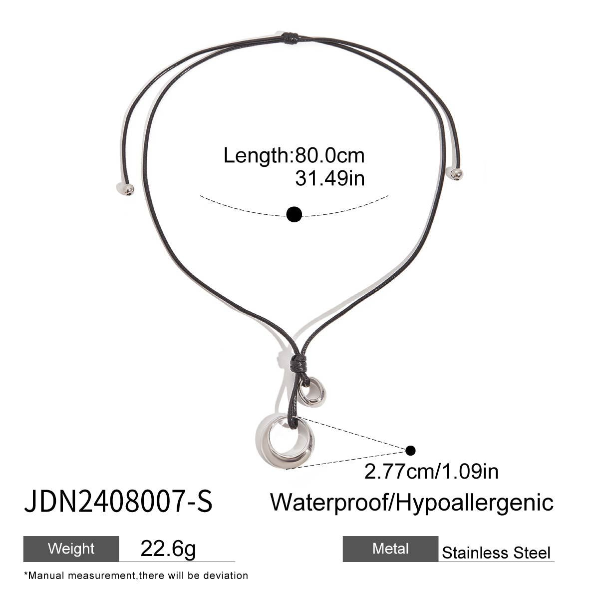 Black Rope Titanium Steel Necklace Niche Design Sense Collarbone Chain Non-Fading Hot-Selling Stainless Steel Jewelry