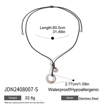 Black Rope Titanium Steel Necklace Niche Design Sense Collarbone Chain Non-Fading Hot-Selling Stainless Steel Jewelry