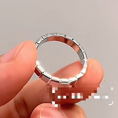 Pure Silver S925 Sugar Cube Chocolate Ring INS Niche Design Exquisite Minimalist Fashion