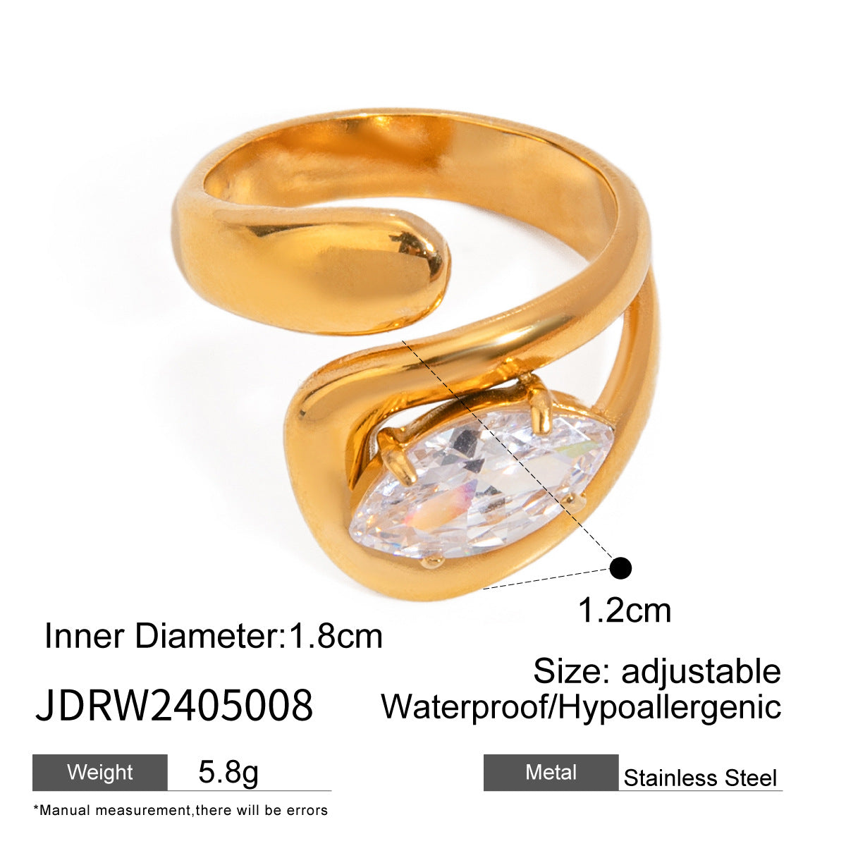 Stainless Steel Zircon Ring High-End Niche Light Luxury Ring Titanium Steel Hand Jewelry Rings