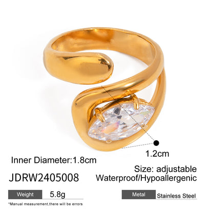 Stainless Steel Zircon Ring High-End Niche Light Luxury Ring Titanium Steel Hand Jewelry Rings
