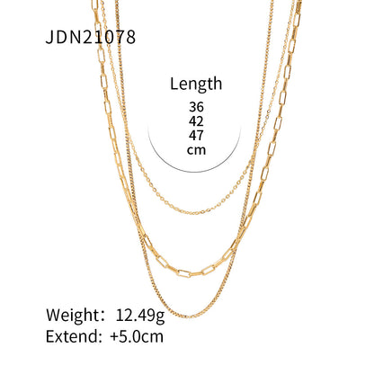 Titanium Steel Sweater Chain Necklace Light Luxury Niche Jewelry Women's High-end Stainless Steel Autumn and Winter Accessories