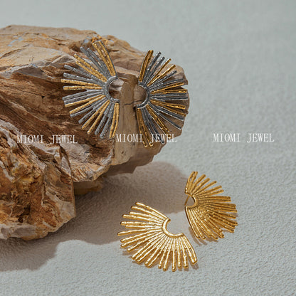 Stainless Steel Sunflower Earrings Niche Design Sense Ear Jewelry Non-Fading Titanium Steel Stud Earrings Accessories