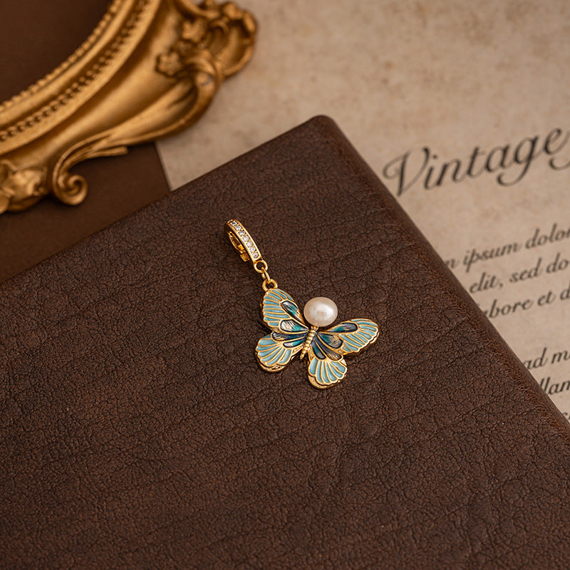 Natural Baroque Pearl Necklace Universal Clasp Pendant Exquisite Oil Drop Flower Oil Painting Style Retro Versatile Women's Necklace