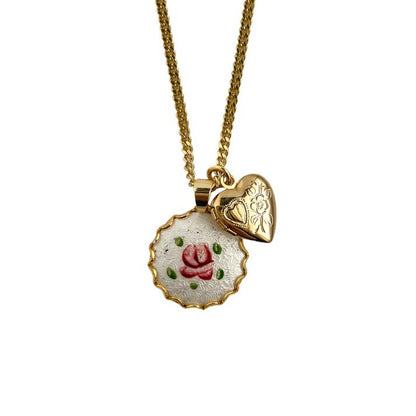 French Retro Oil Painting Style Floral Pendant Versatile High-end Multiple Styles Available