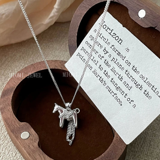S925 Silver Success Horse Tassel Necklace Light Luxury Niche Sweater Chain Women's High-end Collarbone Chain Gift