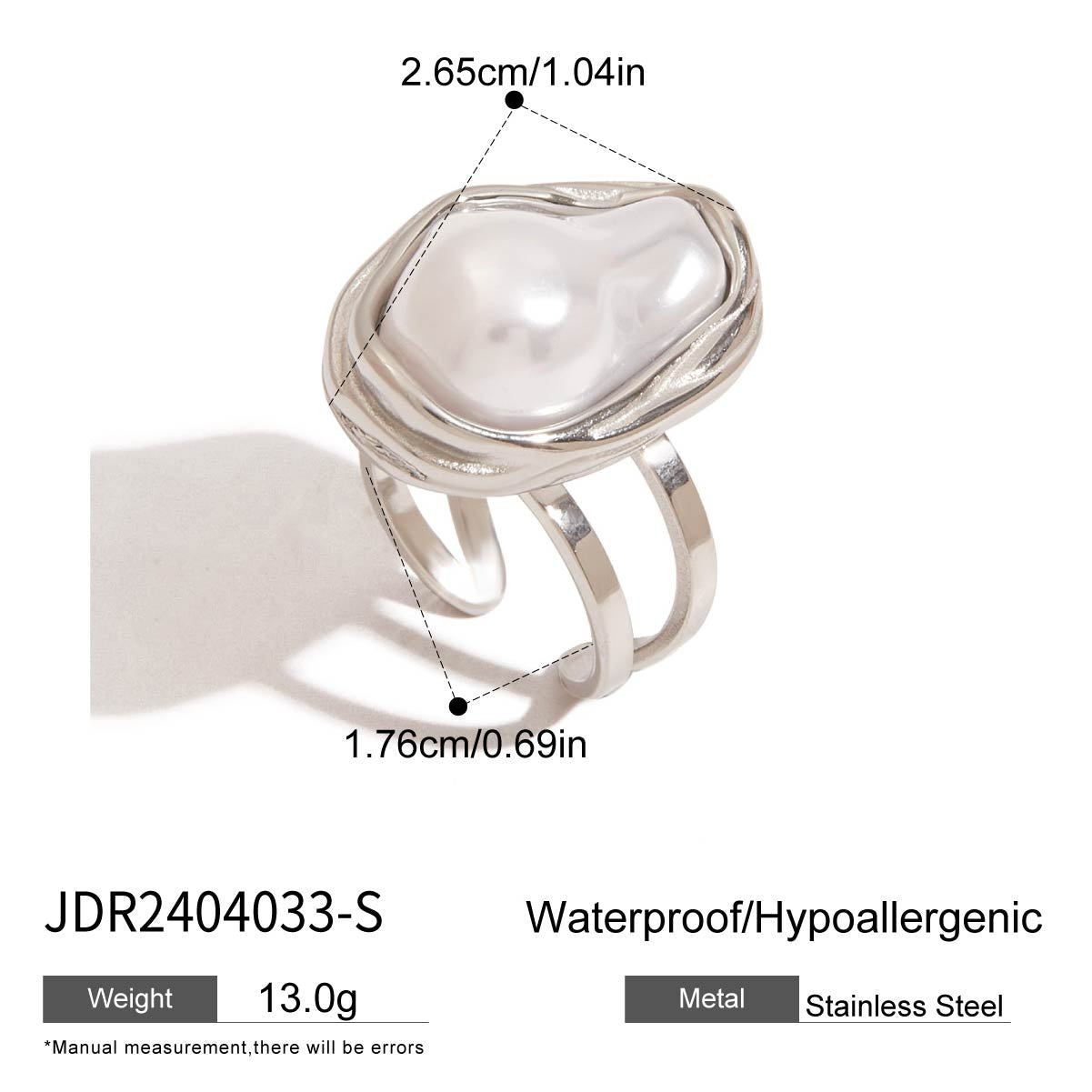 Titanium Steel Pearl Ring Niche High-end Non-fading Hand Jewelry Stainless Steel Accessories Rings