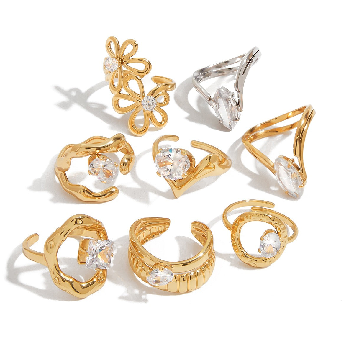 Zircon Ring Titanium Steel Non-Fading Jewelry for Women Light Luxury High-End Feel Ring Stainless Steel Jewelry