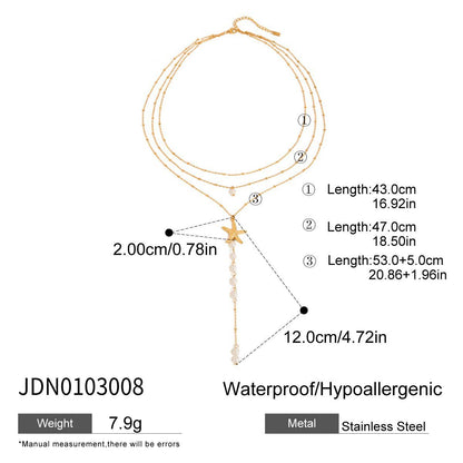Stainless Steel Pearl Necklace Titanium Steel Non-Fading Titanium Steel Starfish Accessory High-End Jewelry for Women