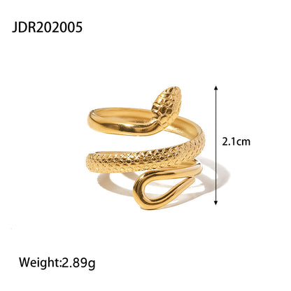 Stainless Steel Snake Ring High-End Niche Style Open Ring Titanium Steel Hand Jewelry Rings
