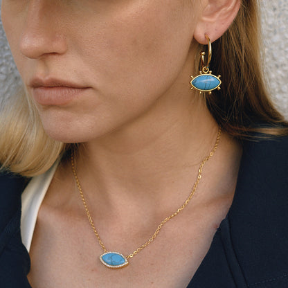 Devil's Eye Titanium Steel Necklace High-end Turquoise Earrings Non-fading Jewelry for Women Stainless Steel Accessories