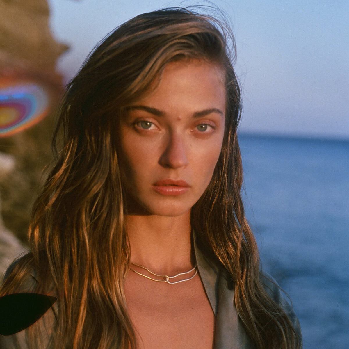 18K Gold Stainless Steel Gold and Silver Color Block Flat Snake Bone Chain Necklace INS Minimalist Style Unique Design Titanium Steel Necklace