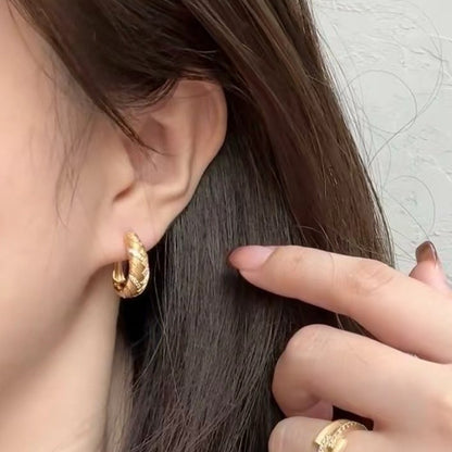 Italian Craft Vintage Brushed Craft Pure Silver S925 Wheat Ear Earrings Studs Exquisite Design Sense