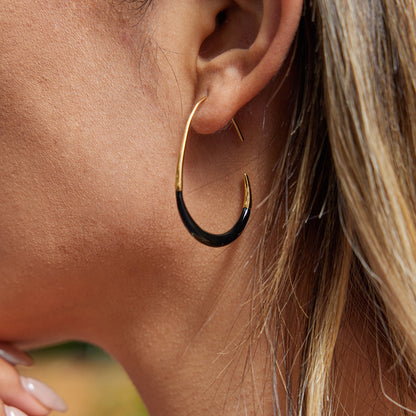 Stainless Steel Oil Drop C-shaped Hoop Earrings Light Luxury High-end Feel Autumn Winter Ear Accessories Titanium Steel Jewelry