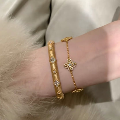 Pure Silver S925 Vajra Double-Sided Bracelet High Carbon Diamond Ruby Emerald Light Luxury Full Diamond