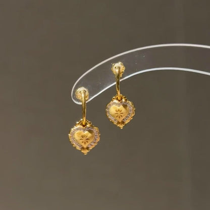 Pure Silver S925 Heart Brushed Craft Earrings Ear Hooks High-end Light Luxury Versatile Niche Stud Earrings