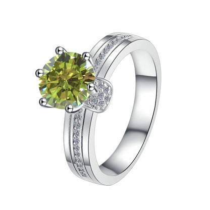 925 Sterling Silver Ring Fashionable High-end Feel Proposal Engagement Adjustable Moissanite Ring Trendy GRA