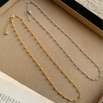 Pure Silver S925 Starry Sky Laser Sparkling Bead Necklace Light Luxury High-end Niche Design Versatile Layered Collarbone Chain