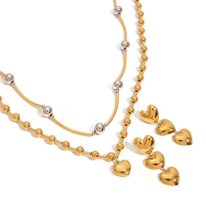 Stainless Steel Heart Necklace Simple High-End Earrings Non-Fading Titanium Steel Jewelry for Women