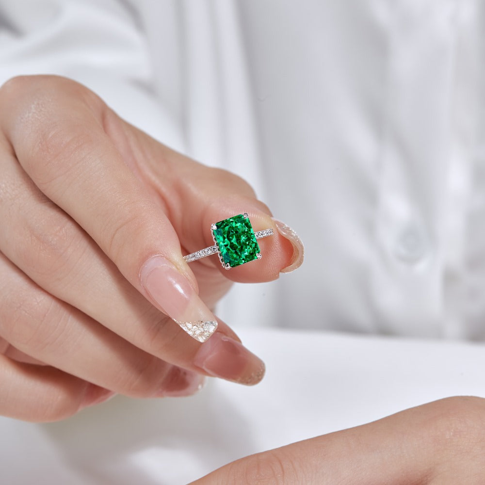 High Carbon Diamond Jewelry S925 Sterling Silver Heavy Craft Ring for Women 8A Zircon Square Ice Flower Cut Gemstone Ring