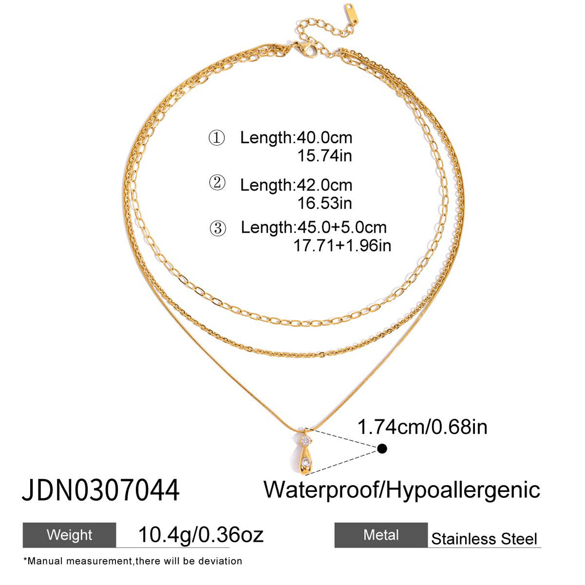 Three-layer Stacked Titanium Steel Necklace Accessories for Women, Light Luxury High-end Clavicle Chain Stainless Steel Jewelry