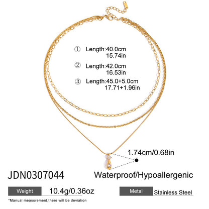 Three-layer Stacked Titanium Steel Necklace Accessories for Women, Light Luxury High-end Clavicle Chain Stainless Steel Jewelry