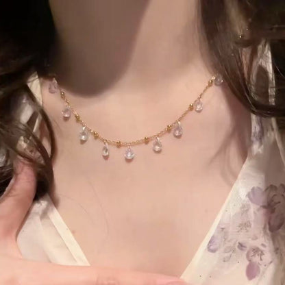 Pure Silver S925 Galaxy Sparkling Full Diamond Necklace Elegant Versatile Collarbone Chain Jewelry High-end Dazzling Pendant Flowing Light