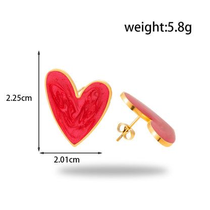 gold plated Titanium Steel Simple Versatile Stainless Steel Oil Painting Heart necklace