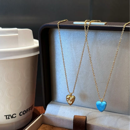 Sterling Silver S925 Summer Ocean Heart Necklace Fashionable Light Luxury Petite Versatile High-end Elegant Collarbone Chain