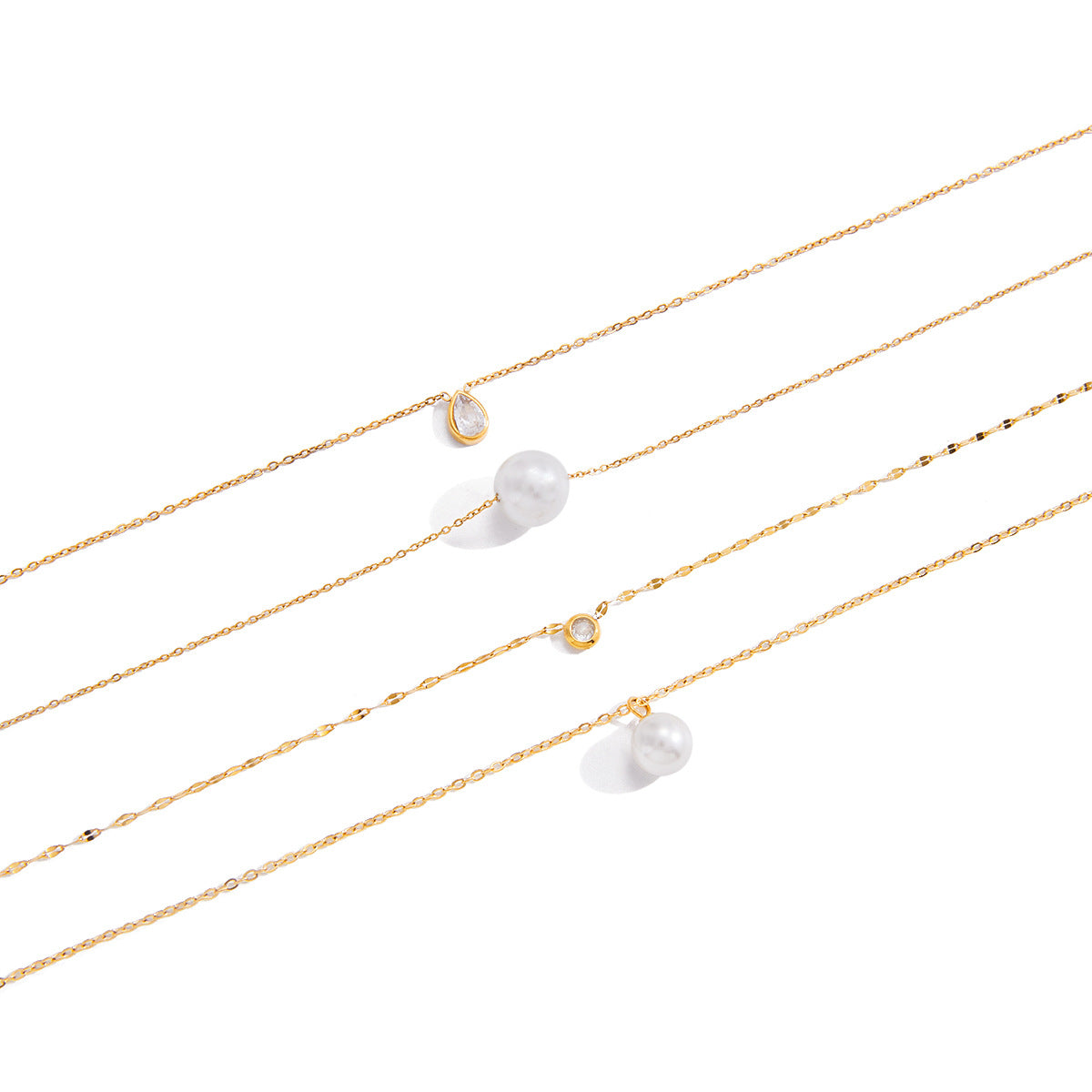 Titanium Steel Imitation Pearl Necklace Light Luxury High-end Clavicle Chain Stainless Steel Jewelry Zircon Jewelry