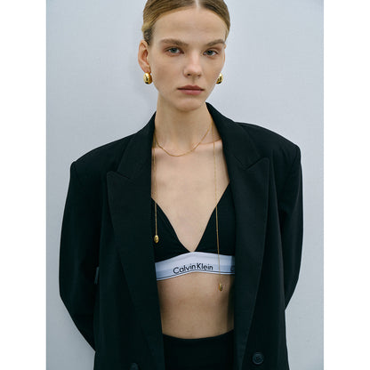 18k Gold Stainless Steel Long Shell Pendant Necklace Unique Design High-end Titanium Steel Necklace