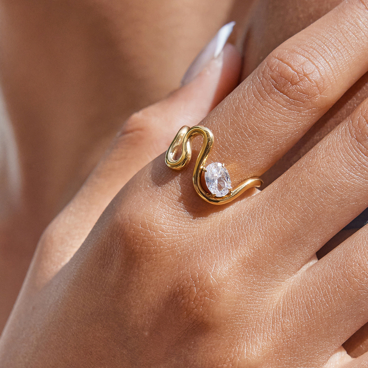 Zircon Ring Titanium Steel Non-Fading Jewelry Light Luxury High-End Feel Ring Hot-Selling Accessories Ring