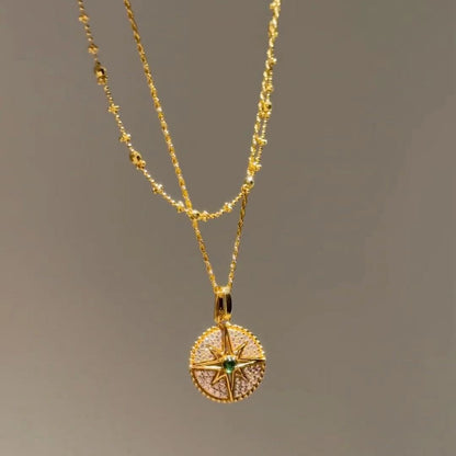 Pure Silver S925 High Carbon Diamond Star Necklace Multicolor Mother-of-Pearl Inlaid Diamond Light Luxury High-End Elegant Necklace Brilliant