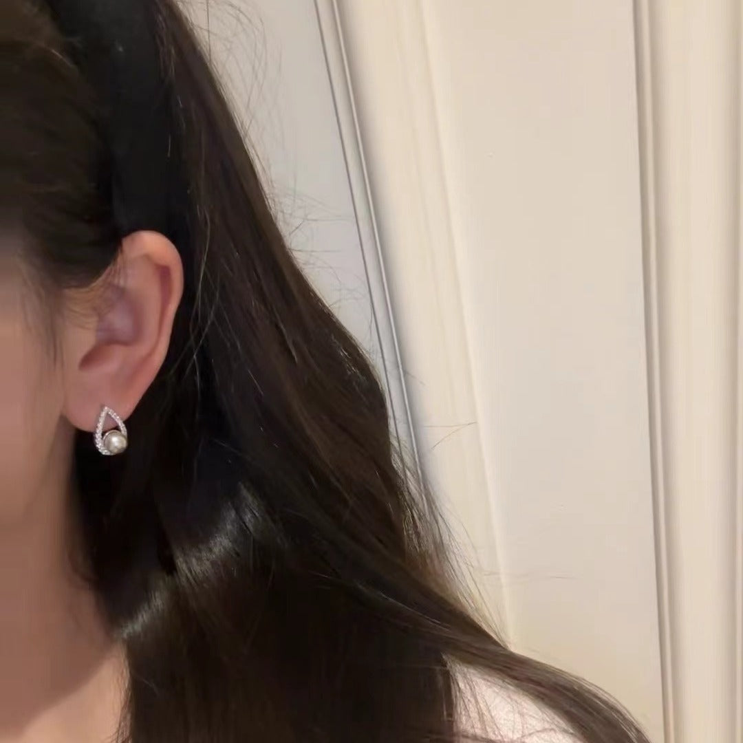 Sterling Silver S925 Light Luxury High-end Jewelry Natural Freshwater Pearl Mermaid Tear Pearl Earrings