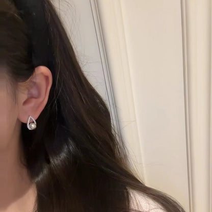 Sterling Silver S925 Light Luxury High-end Jewelry Natural Freshwater Pearl Mermaid Tear Pearl Earrings