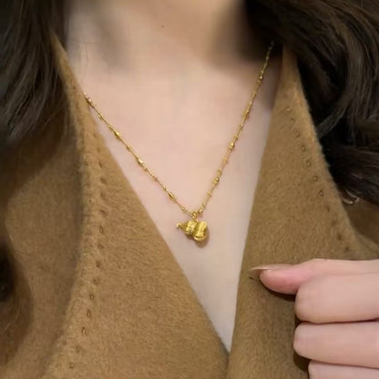 Pumpkin Brushed Gourd Fairy Chain Necklace s925Niche Light Jewelry Necklace Pendant Point Diamond Light Luxury Neck Accessory