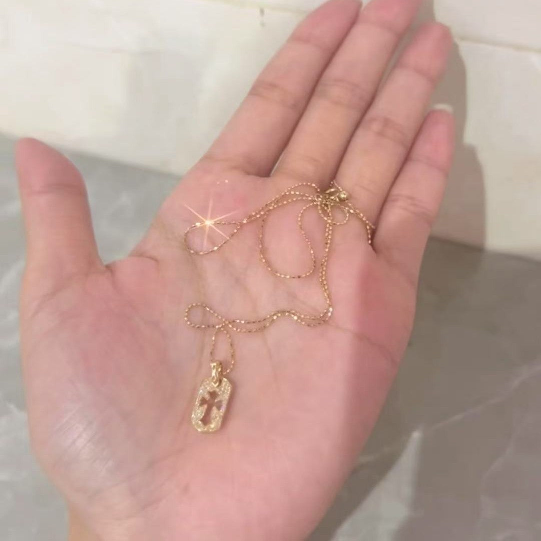 Pure Silver S925 European and American Fashion Light Luxury Cross Zircon Pendant Necklace Women's Collarbone Chain Fashion Versatile