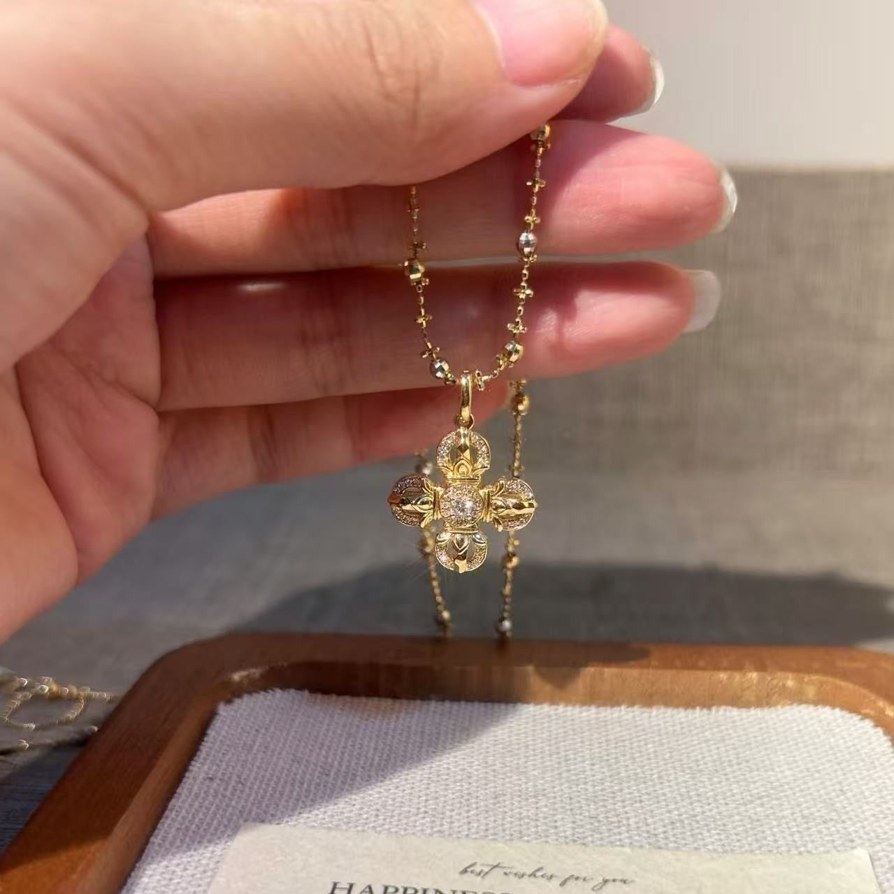 New Pure Silver S925 Cross Vajra Necklace Fairy Chain New Chinese Style National Trend Light Luxury High-end Clavicle Chain