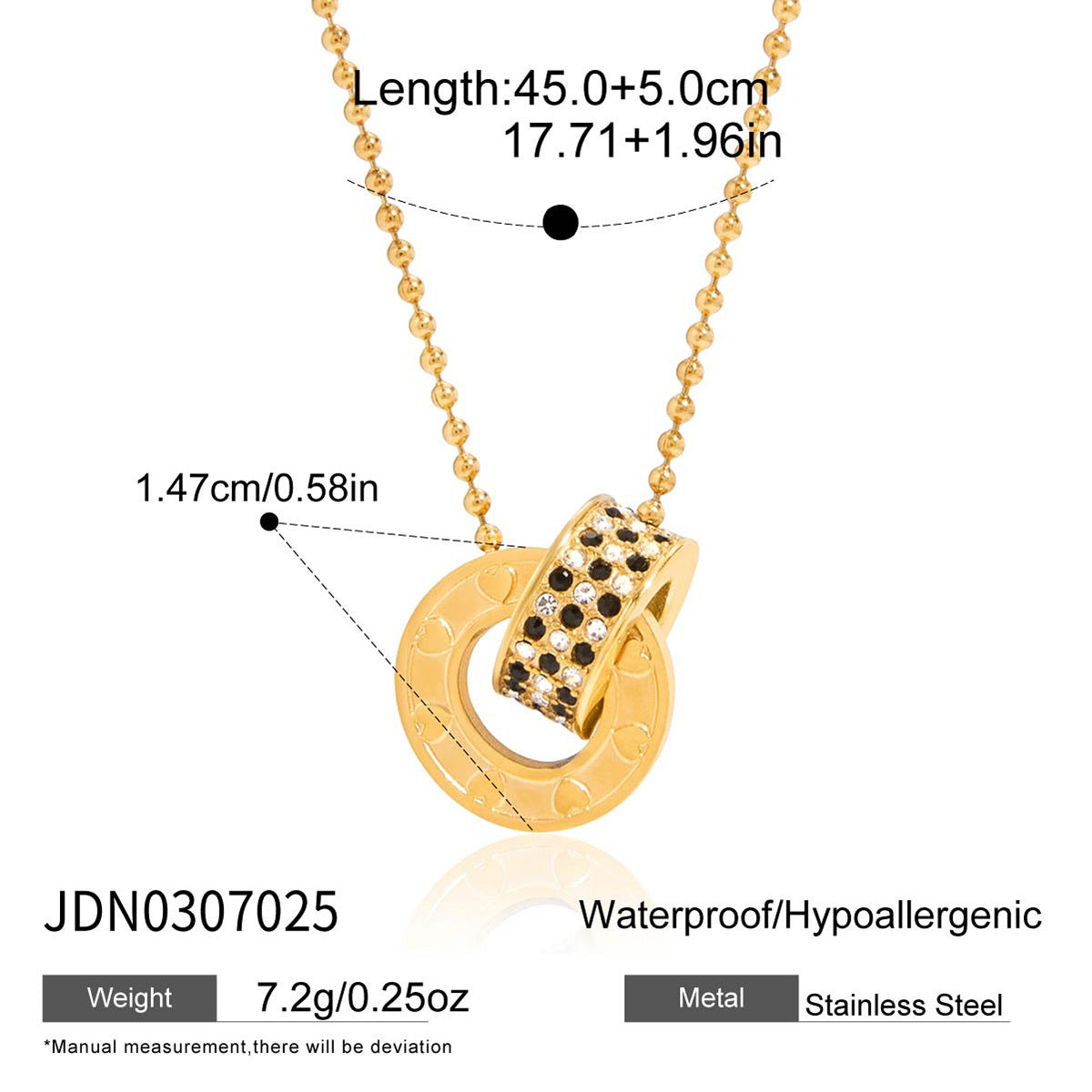 Rhinestone Titanium Steel Circle Bead Necklace Accessories for Women Collarbone Chain Non-Fading Stainless Steel Jewelry